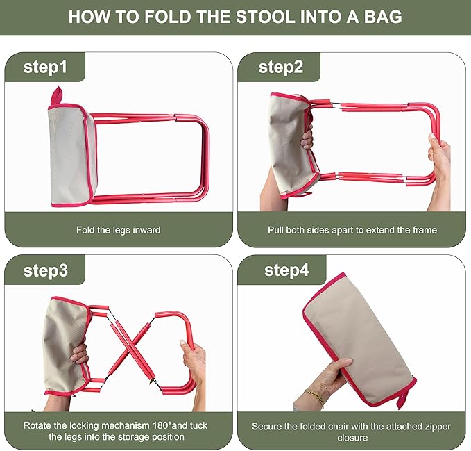 Portable Stool with Shoulder Strap-Pocket Chair for Mountaineering,Picnic,Hiking and Fishing,Handbag Style Bi-Color Foldable Stool