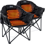 LILYPELLE Oversized Heated Camping Chair, Patio Lounge Chairs with 3 Heat Levels, Portable Folding Heated Chair Round Moon Saucer Folding Lawn Chair Outdoor Chair for Camping, Lounge Patio