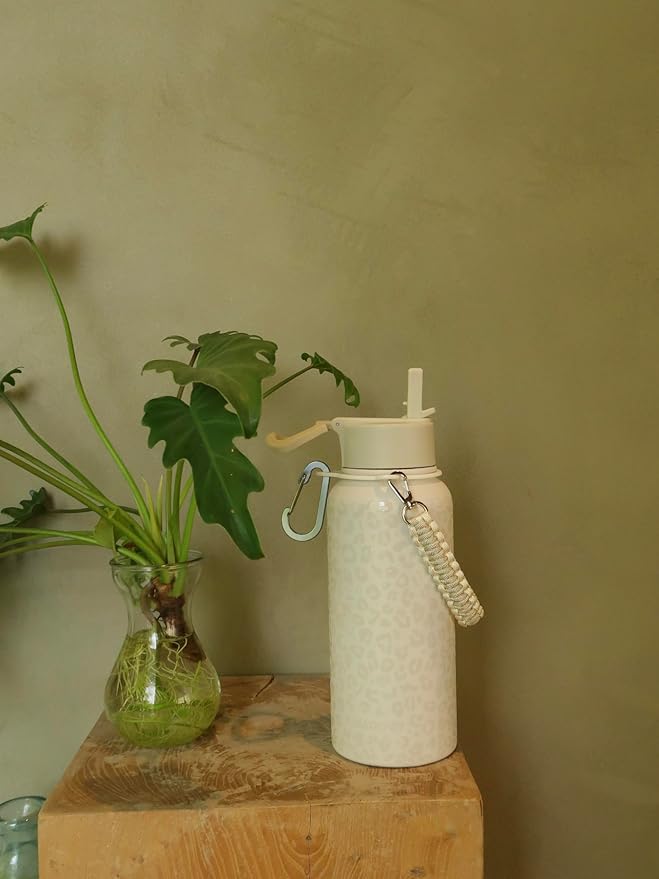 KXIAOCHEN Insulated Water Bottle, Stainless Steel Water Bottle, 2 Lids (Straw and Handle Lid),Wide Mouth Metal Water Bottles Keep Hot and Cold, Double Walled, Thermo Mug, Metal Canteen