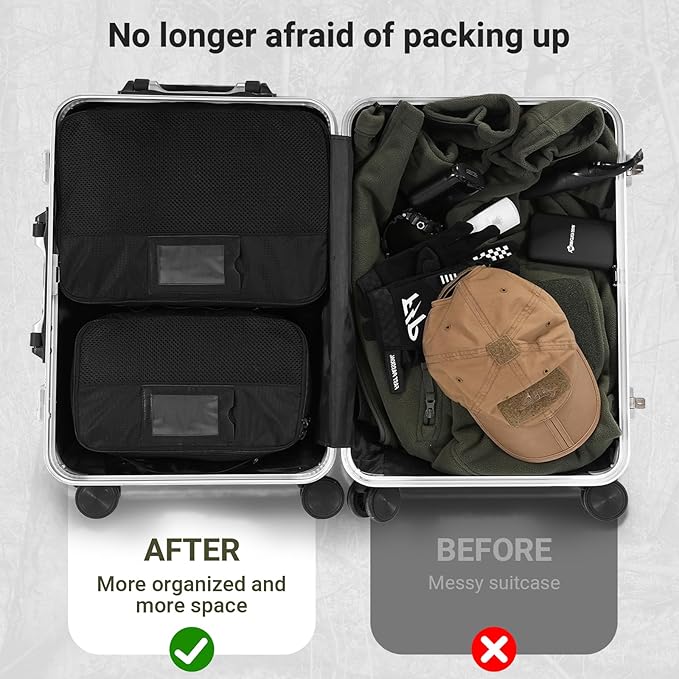 Tactical Packing Cubes 6 Packs Lightweight Luggage Set Packing for Outdoor Organization Travel Accessories Bag Utility Travel Storage Bag