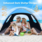 NXONE Beach Tent Sun Shade Shelter for 3/4/6 Person Person with UV Protection, Extended Floor, 3 Mesh Roll Up Windows & 8.0/8.5mm Fiberglass Rods丨Carry Bag Included