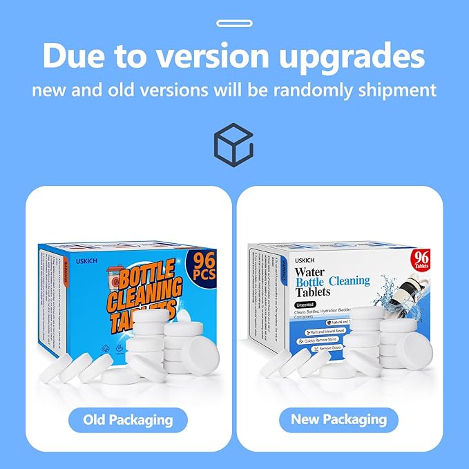 96Pack Water Bottle Cleaning Tablets, Bottle Bright Clean Stainless Steel, Thermos, Tumbler, Insulated and Reusable Water Bottles,Removes Stubborn Stains and Odors