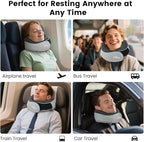 Upgraded Neck Pillow for Airplane Travel - 360° Support Gifts for Women/Men/Mom/Dad, Memory Foam Travel Pillow With Eye Mask & Earplugs, Portable Carry Bag for Long Flights| Best Airplane Accessories