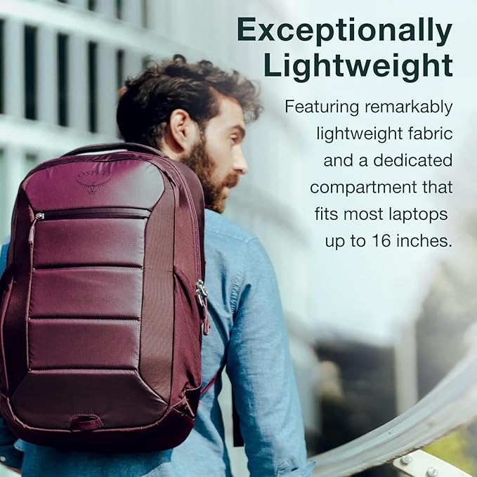Osprey Ozone Laptop Backpack with Ventilated AirScape™ Backpanel - Lightweight Travel Backpack with 16” Laptop Sleeve - Carry-On Compatible Travel Bag for Men and Women, Black