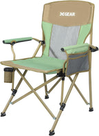 Camping Chair for Adults 350 LBS Support Camp Chair with Breathable Mesh Back Fabric with Arm Rest Cup Holder and Portable Carrying Bag