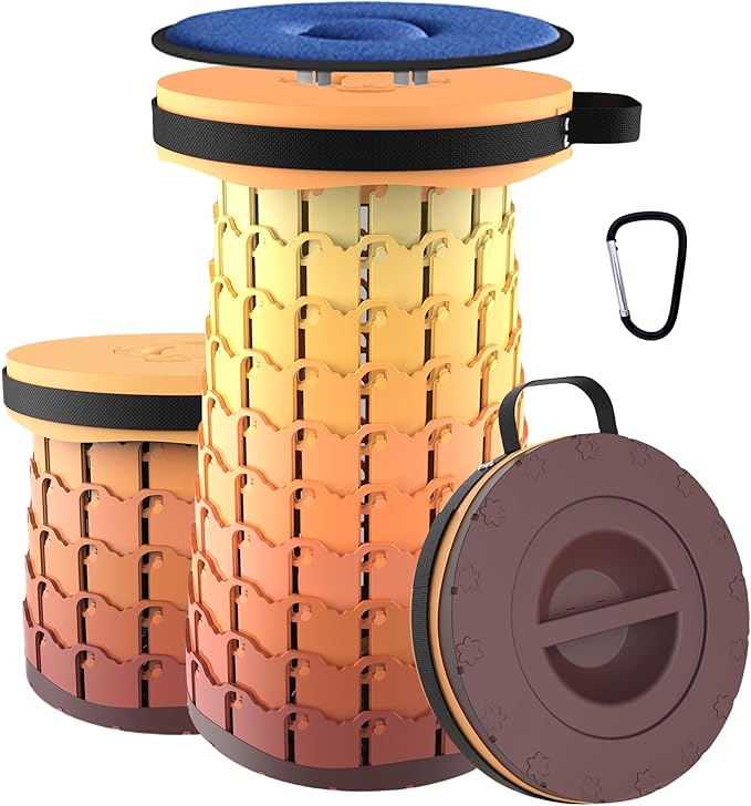 ALEVMOOM Upgraded XXL 19.7" Collapsible Stool, Heavy Duty Portable Folding Stool Max Load 1000 lbs, Retractable Telescoping Foldable Seat for Camping Fishing Hiking Travel BBQ