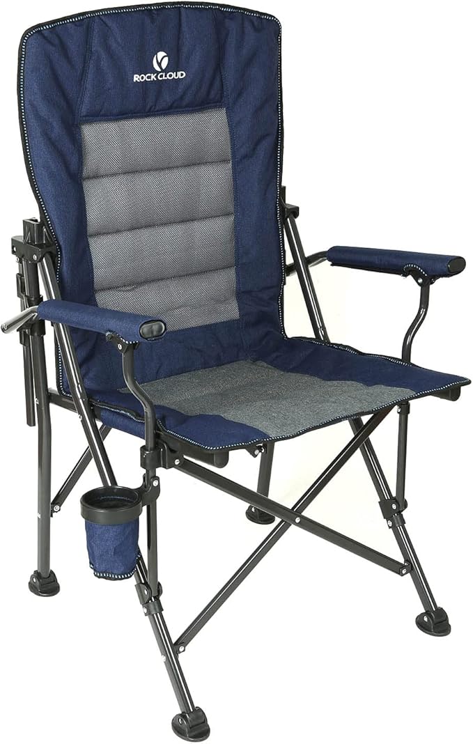 ROCK CLOUD Folding Camping Chair with Storage Pocket and Side Table Compact Portable Camp Chairs Outdoor for Camp Lawn Hiking Fishing Sports