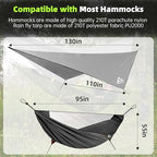 Camping Hammock with Mosquito Net and Rain Fly Tarp - 2 Person Hammock Tent, Portable Parachute Nylon Hammock for Outdoor, Hiking, Backpacking, Backyard, Travel (Hold Up to 500lbs) - Black
