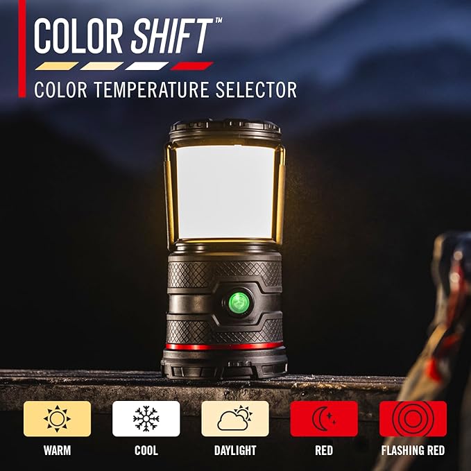 COAST EAL30R 1000 Lumen Rechargeable Emergency Camping Lantern with Warm, Day, Red & Red Flashing Mode, Foldeable Handle, 15 Hours of Runtime