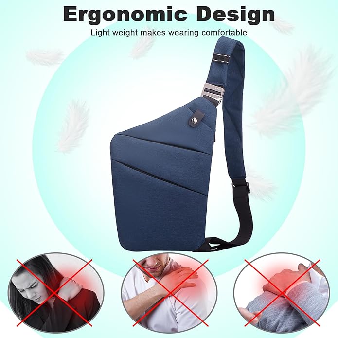 Anti Theft Travel Bag, One Shoulder Large Capacity Cross-body Bag Chest Fashion Lightweight Sling Bags for Travel Sports