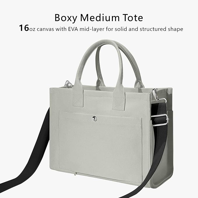 TOPDesign Heavy-Duty Canvas Tote Bag for Women, Adjustable Crossbody/Shoulder Handbag with 9 Pockets, Everything Tote