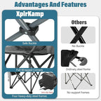 Oversized High-Back Camping Chairs with Pillow, Dual Cup Holders & Cooler Bag - Heavy Duty Foldable Outdoor Chair for Adults, Picnic, Fishing, Backyard, Sports (2, BlackGrey)