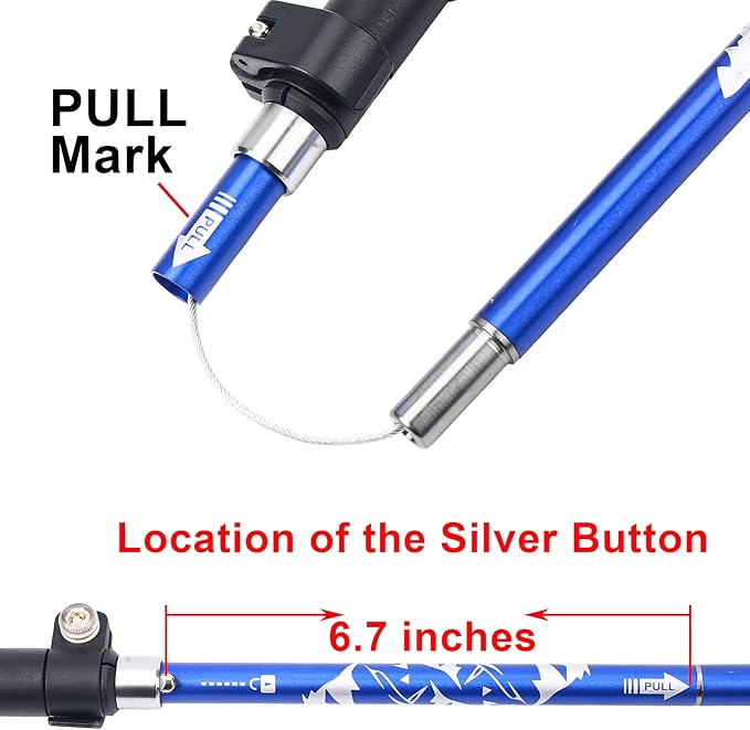 Aluminum Collapsible Ultralight Travel Trekking Hiking Pole for Men and Women (Fits 5'3" - 6'2")