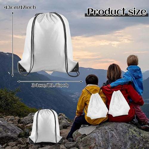 15 Pcs White Drawstring Bags Drawstring Backpack Bulk, PLULON String Backpack Cinch Sack Sport Gym Backpack Bags for Yoga Traveling Outdoor Sports