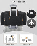 Gonex Canvas Duffle Bag for Travel, Expandable Water Resistant 50L Carry on Duffel Overnight Weekender Gym Bag with Wet Dry Separation Pocket & Suitcase Handle Sleeve, Dark Grey