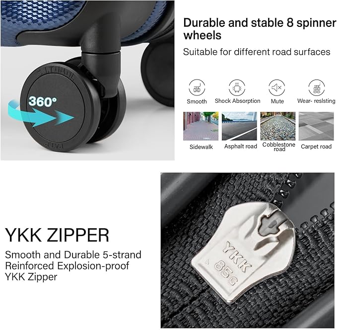 Hanke 16 inch Underseat Carry on Suitcases with Wheels,Lightweight Hard Shell Carry on Luggage with Wheels for Weekender, Small Suitcase,Travel Luggage Christmas Gifts for Birthday （Dark Blue）