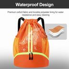 Hoedia Sports Drawstring Backpack - String Swim Gym Bag with Shoes Compartment and Wet Proof Pocket for Women/Men (Orange)