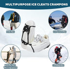 2 Pairs Ice Cleats for Shoes and Boots, Ice Snow Gripper Shoe/Boot Traction Cleats with 8 Stainless Steel Spikes, Winter Outdoor Anti-Slip Crampons for Walking, Climbing and Hiking