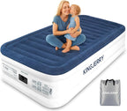 KINGJERRY Twin XL Air Mattress with Built-in Pump, 18" Raised Comfort, Upgraded 80" Length, Dual-Layer Leakproof, Support 500 lbs, 2 Min Inflation, Inflatable Blow-up Bed for Home Camping Guests