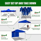 Eurmax USA NOMATTER ONE-Person Open&Close 10x10ft Pop Up Canopy Tent,Portable Shelter Canopy for Outdoor Events with 1 Removable Sidewall,Instant Canopies,Temporary Sunshade,Bonus 4 Sand Bags(Blue)