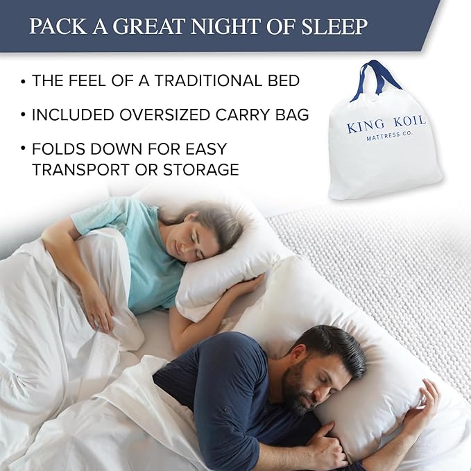 King Koil Luxury Full-Size Air Mattress with Built-In High-Speed Pump & Built-In Pillow Top, 20" Inflatable Double High Airbed for Home, Camping & Guest Comfort, Waterproof & Portable, 1-Year Warranty