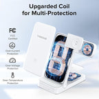 Wireless Charger, Tribone 3 in 1 Foldable Fast Charger for iPhone 17 16 15 14 13 12 11 Pro Max XR XS 8 Plus, for Apple Watch 11 10 9 8 7 6 5 4 3 2 SE Ultra,for AirPods Pro 4 3 2 (White)