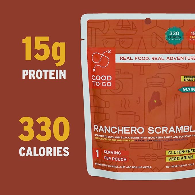 GOOD TO-GO Ranchero Scramble (6-Pack of Single Servings) | Camping & Backpacking Food | Just Add Water Backpacking Meals | Good To-Go Dehydrated Meals Taste Better Than Freeze Dried Food