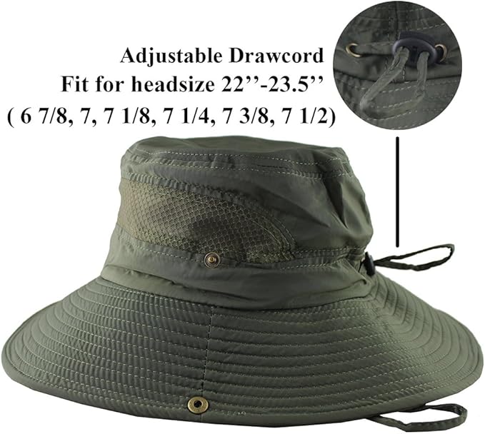 CAMOLAND Mens Fishing Hat Wide Large Brim Sun Hat with Outdoor UV Protection