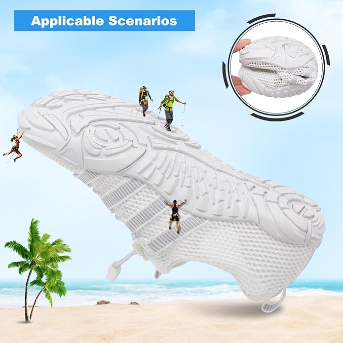 L-RUN Barefoot Water Shoes Women Mens Aqua Sock Athletic Hiking Water Sports Shoes for Swim Beach Pool Sand Diving Walking