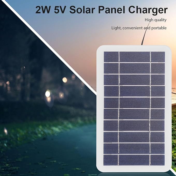Portable Solar Charger, 2W 5V Cell Phone Solar Charger USB Solar Panel for Camera Mobile Power Pack Outdoor Camping Emergency