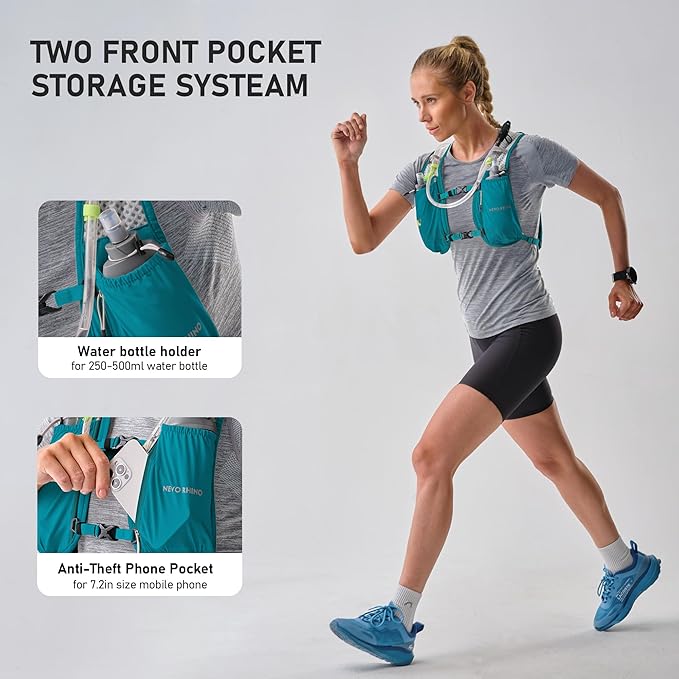 N NEVO RHINO Running Vest,Hydration Vest 5L with 1.5L Water Bladder,Lightweight Hydration Pack Water Backpack for Hiking Race