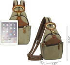 KouLi Buir Canvas Sling bag,Small Crossbody Backpack,Convertible Chest Bag Casual Daypack For Outdoor Cycling Hiking Travel (B3611-Olive Green-N)