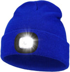 MELASA Unisex Hat with Light, USB Rechargeable Hands Free Headlamp LED Beanie, Winter Gifts for Men Dad Father Husband Him