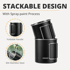 Vandroop Portable Pour Over Coffee Maker Set, Collapsible Silicone Coffee Dripper Set, Perfect for Travel, Camping, Home (BLACK CUP 2CUP)