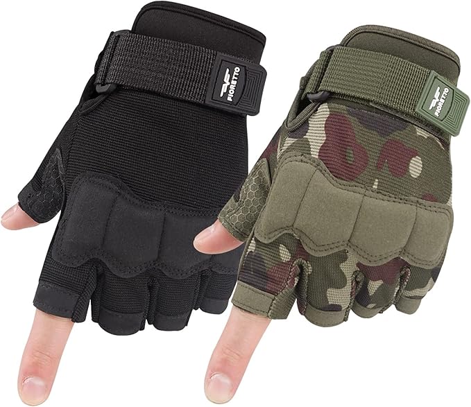 FIORETTO Fingerless Gloves, Half Finger Gloves for Driving, Cycling, Shooting, Hunting, Motorcycle, Climbing, Outdoor Work 215801