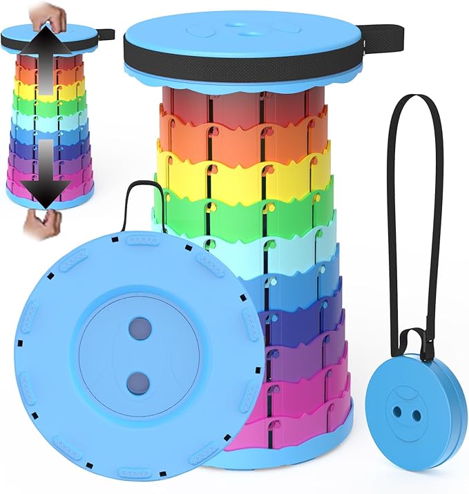 2025 Upgraded Portable Folding Stool, Collapsible Stools, 440lbs Max Weight, Lightweight But Sturdy, Telescoping Foldable Camping Stool for Outdoor Fishing Hiking Travel BBQ