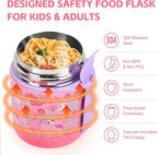 10oz Soup Thermo for Hot Food Kids Insulated Food Jar,Thermo Hot Food Lunch Container, Width Mouth Stainless Steel Lunch Box for Kids with Spoon (Pink-mermaid)