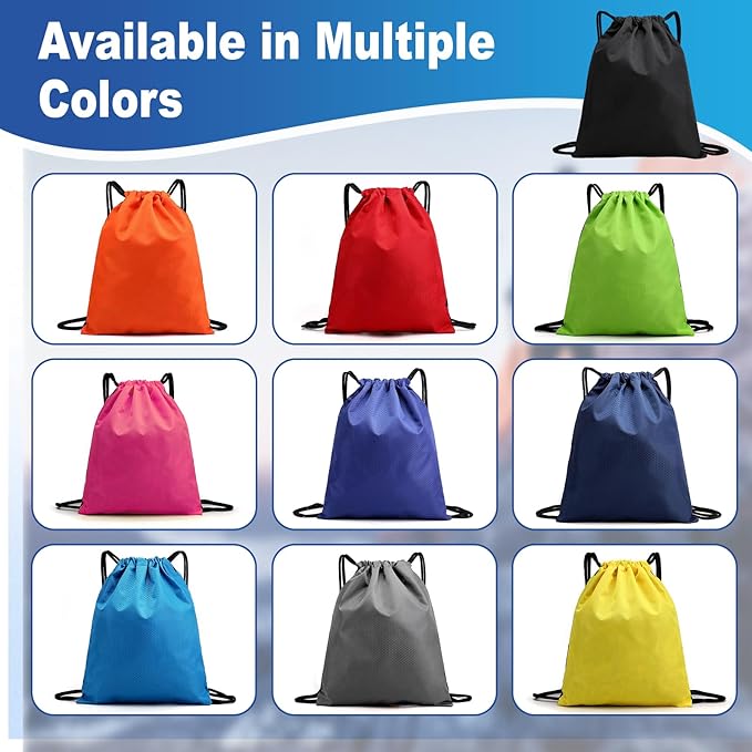 5-Pack Waterproof Drawstring Backpacks, Soccer-Texture Oxford Fabric, 16.9" × 13.8", Lightweight 0.20 lb Each, No Eyelets, Gym & Marathon Gear Sacks(Navy Blue)
