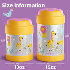15 oz Soup Thermo for Hot Food Kids Insulated Food Jar with Spoon,Lunch Thermo Container, Width Mouth Vacuum Stainless Steel Food Thermo for School Travel, Leakproof, Easy to Open(Yellow)