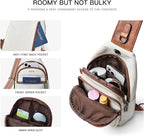 7L Sling Bag For Women Faux Leather Anti Theft Small Casual Daypack Backpack Fanny Pack Crossbody Chest Bags Purse Waterproof Beige Brown