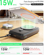 Foldable Charging Station for Samsung,5 in 1 Magnetic Wireless Charger 10000mAh Detachable Portable Power Bank Nightstand Compatible for Galaxy S25 Edge/Z Fold/Flip 7/S25/S24/S23,Galaxy Watch8,Bud