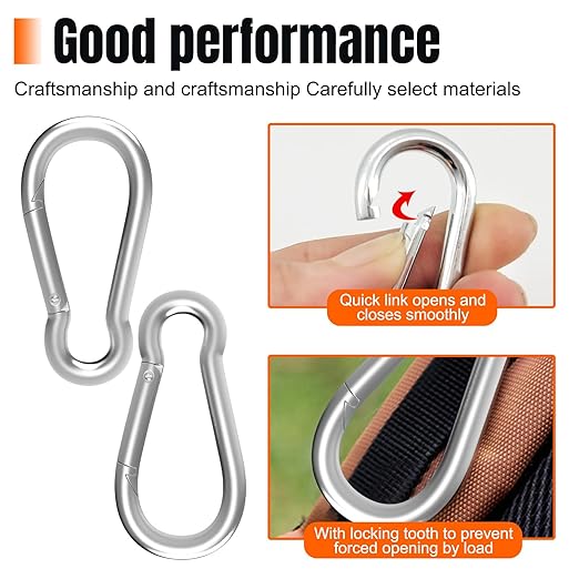 50PCS 2.36" Small Carabiner Clip, Spring Snap Hook, Heavy Duty Galvanized Steel Keychain Carabiner, Locking Climbing Caribiners Clips for Gym, Plant Hanging, Outdoor Camping, Hiking, 260 lbs Capacity