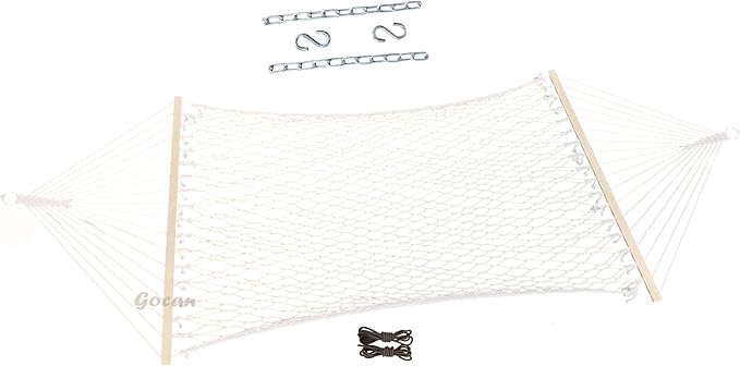 Mesh Hammock,Cotton Rope hammocks with Chains Hooks Tree Straps fit Stands from 9' to 15' for Outside Indoor Patio Yard
