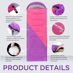Clostnature Sleeping Bag for Adults and Kids - Lightweight Camping Sleeping Bag for Girls, Boys, Youths, Ultralight Backpacking Sleeping Bag for Cold Weather - Compression Sack Included(Left Zipper)