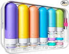 Quatish 20 Pack Travel Bottles for Toiletries, Original Patented, TSA Approved Travel Size Containers, Leak Proof Silicone Shampoo and Conditioner Bottles Women & Men, Airplane Essentials, Multi