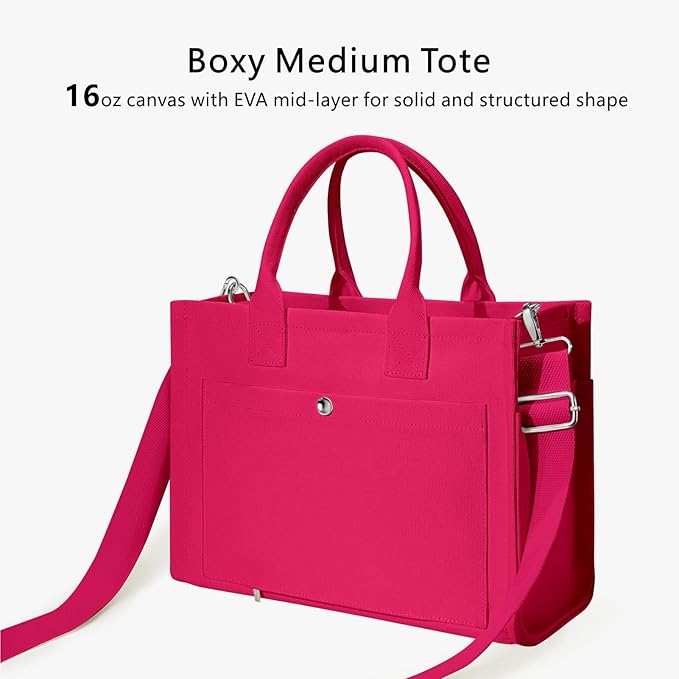 TOPDesign Heavy-Duty Canvas Tote Bag for Women, Adjustable Crossbody/Shoulder Handbag with 9 Pockets, Everything Tote
