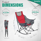 SUNNYFEEL Rocking Camping Chair 2 Pack, Outdoor Oversized Folding Lawn Chair with Pocket, Heavy Duty for Outdoor/Picnic/Lounge/Patio, Portable Camp Rocker Chairs with Carry Bag