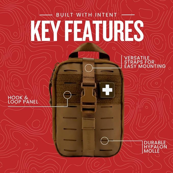 My Medic MyFak Mini Pro First Aid Kit - Small and Lightweight for Camping Hiking and Backpacking - 70 Items IFAK with Tourniquet - HSA/FSA Great for Travel - Coyote