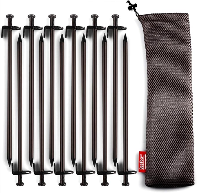 Heavy Duty Steel Tent Stakes - Tarp Pegs Camping Stakes for Outdoor Camping Canopy and tarp, 12 inch 8/10/12PC Pack