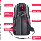 Bseash 50L Hiking Backpack, Water Resistant Lightweight Outdoor Sport Daypack Travel Bag for Camping Climbing Skiing Cycling (Lake Green - No Shoe Compartment)